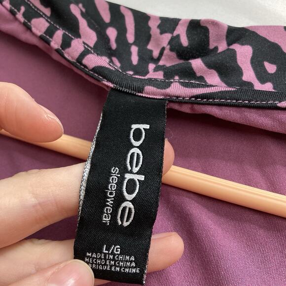 bebe Y2K Purple Rhinestone Spellout Robe Size L Coquette Retro Glam Hollywood - Picture 5 of 12